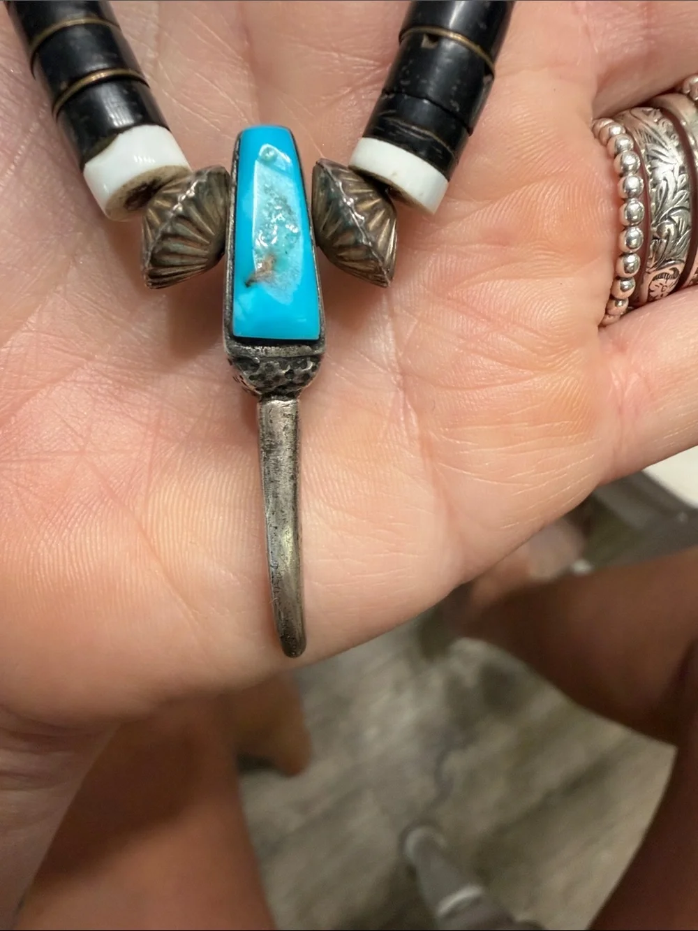 Native Vintage Sterling Claw Heishi Bead Necklace